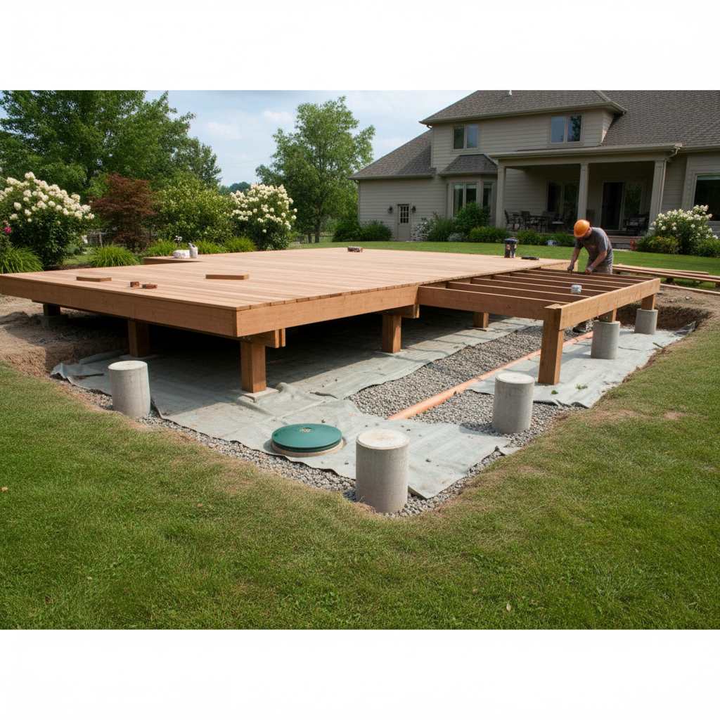 фото Как избежать повреждения септика при устройстве террасы