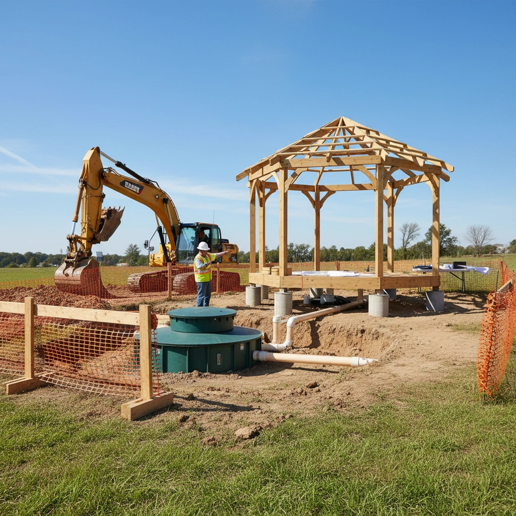 фото Как избежать повреждения септика при устройстве беседки