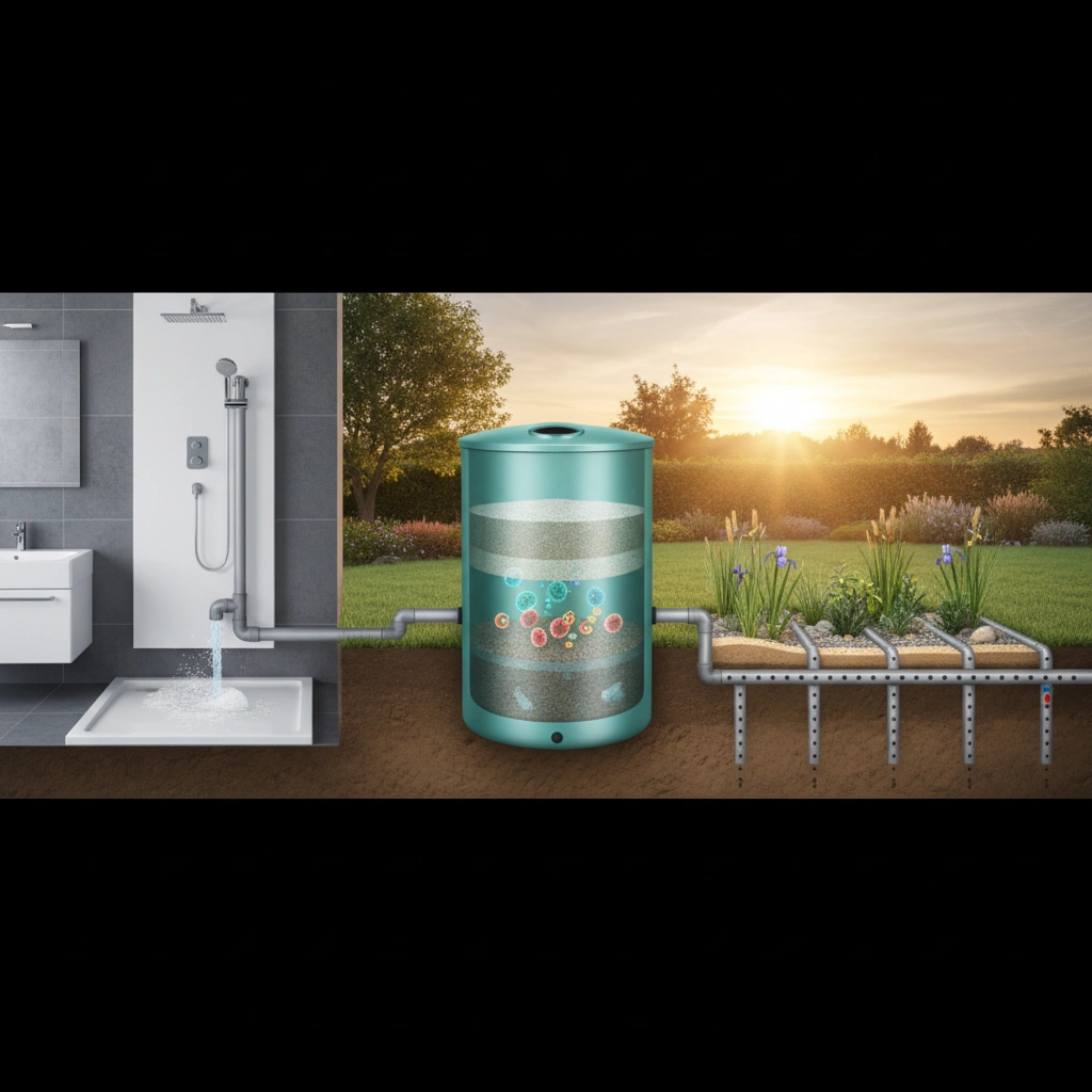 фото Септик и система утилизации отходов из душа в гостевой ванной: как избежать засоров