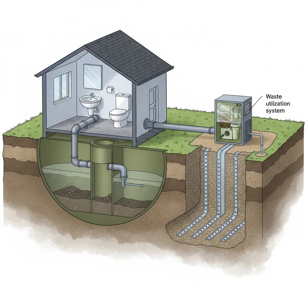 фото Септик и система утилизации отходов из унитаза в гостевом домике: как подключить