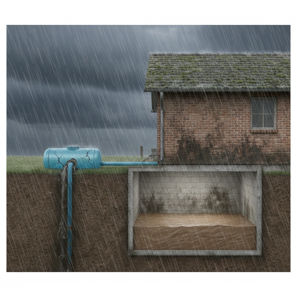 фото Как септик влияет на уровень влаги в подвале при сильных осадках