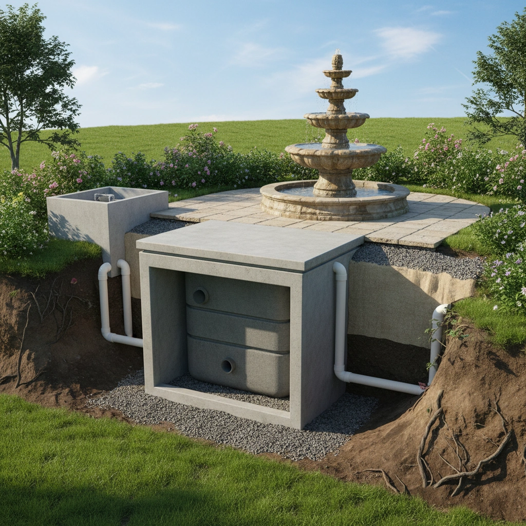 фото Как защитить септик от повреждений при устройстве фонтана