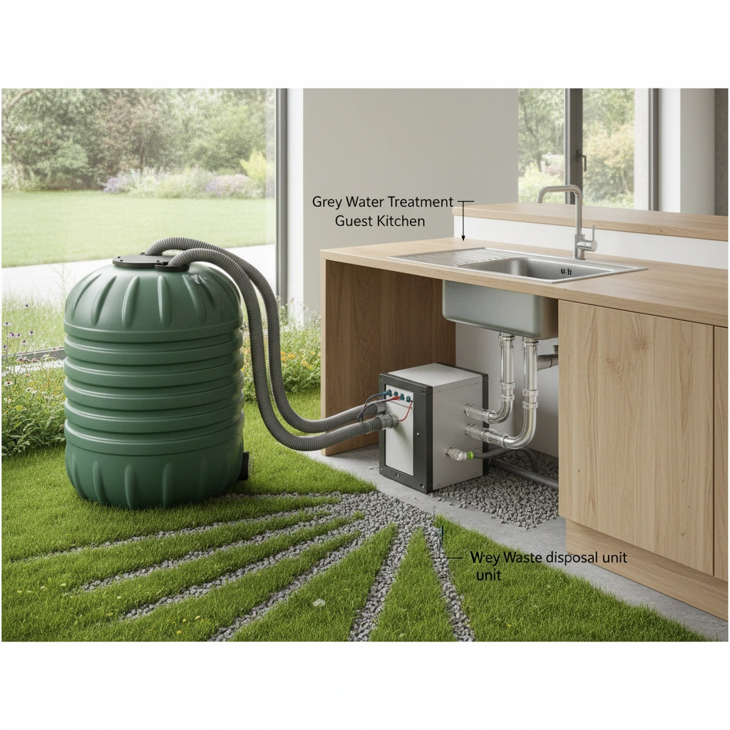 фото Септик и система утилизации отходов из раковины в гостевой кухне: как защитить