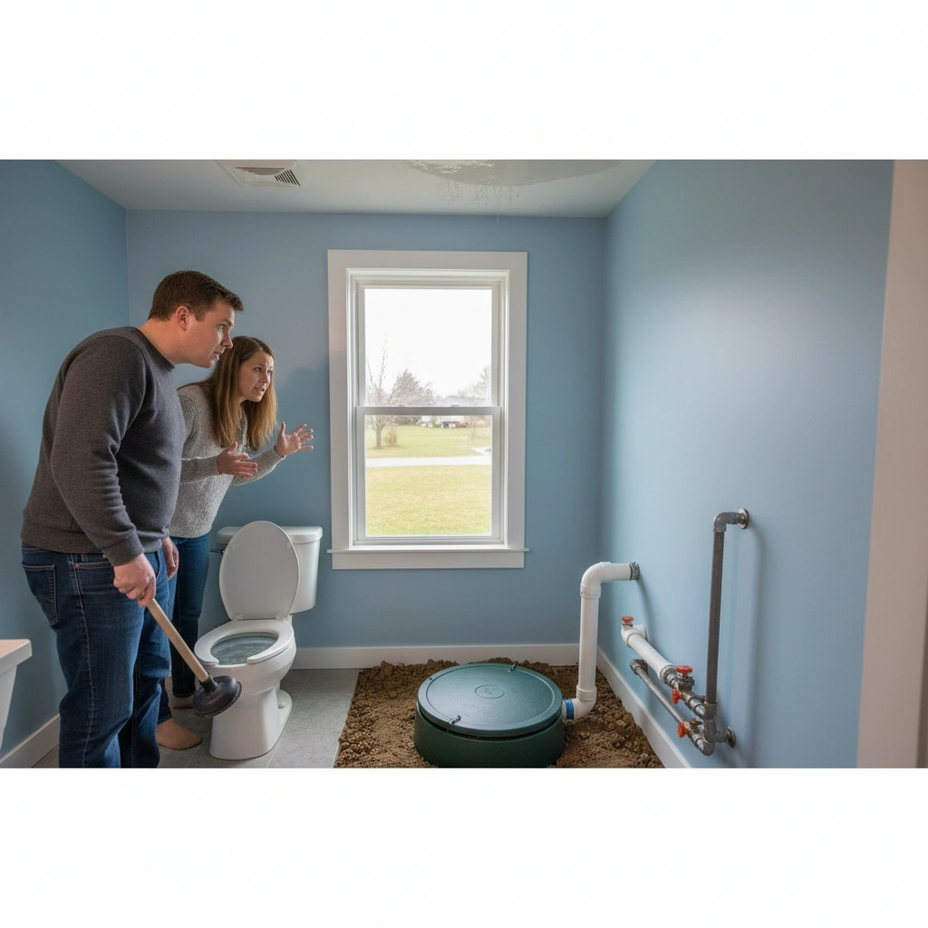 фото Что делать, если септик установлен, но в доме пропал смыв в унитазе на втором этаже