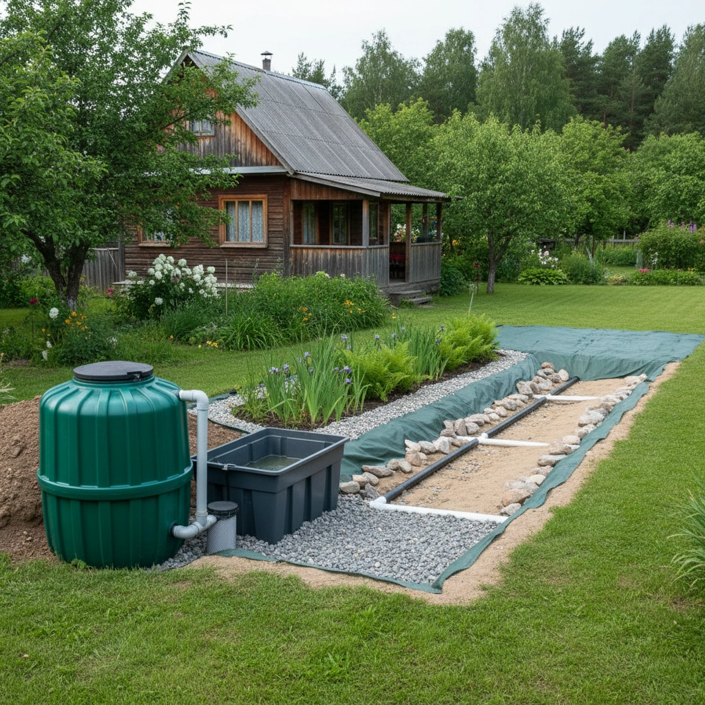 фото Септик и система утилизации отходов из душа на даче: особенности подключения