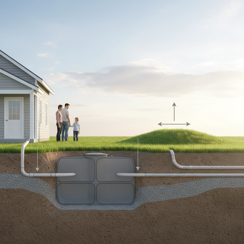 фото Почему важно учитывать высоту септика относительно уровня входа в дом
