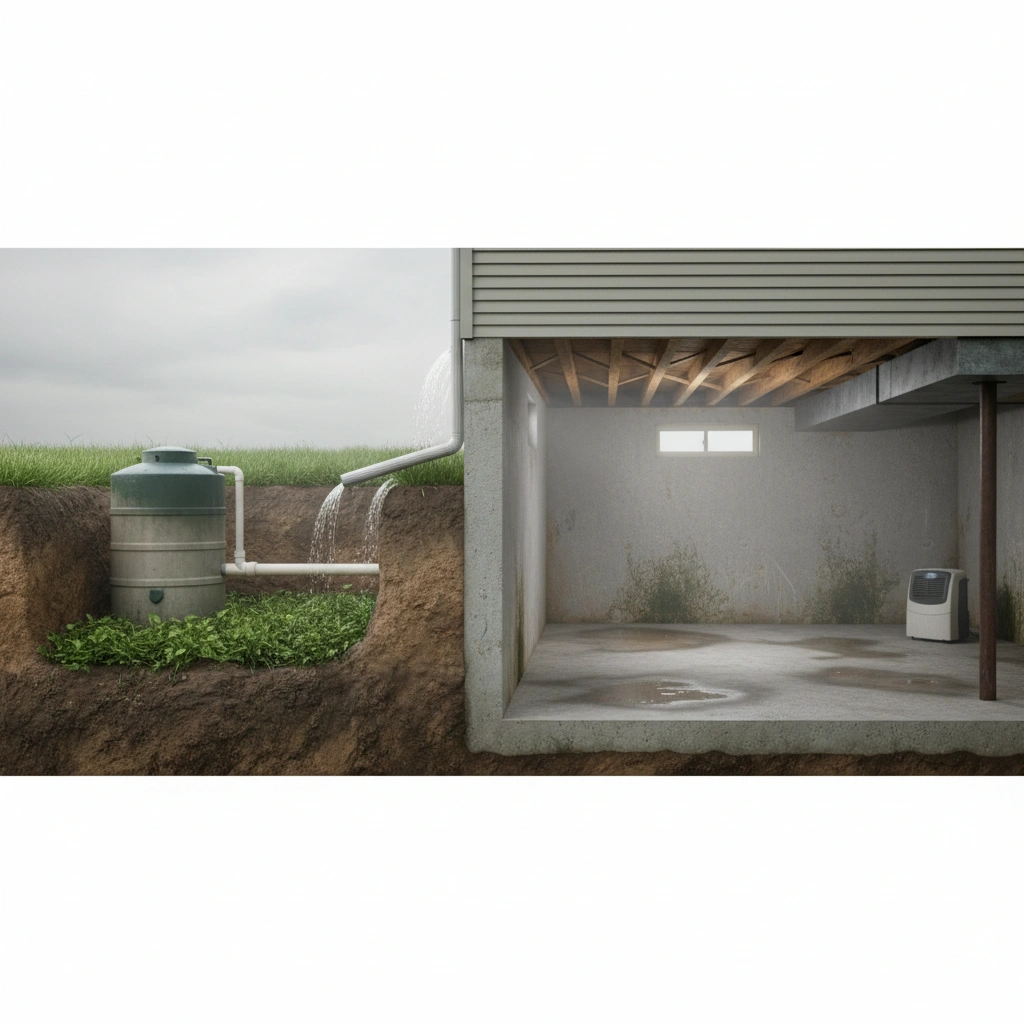 фото Как септик влияет на уровень влаги в подвале при сезонном использовании