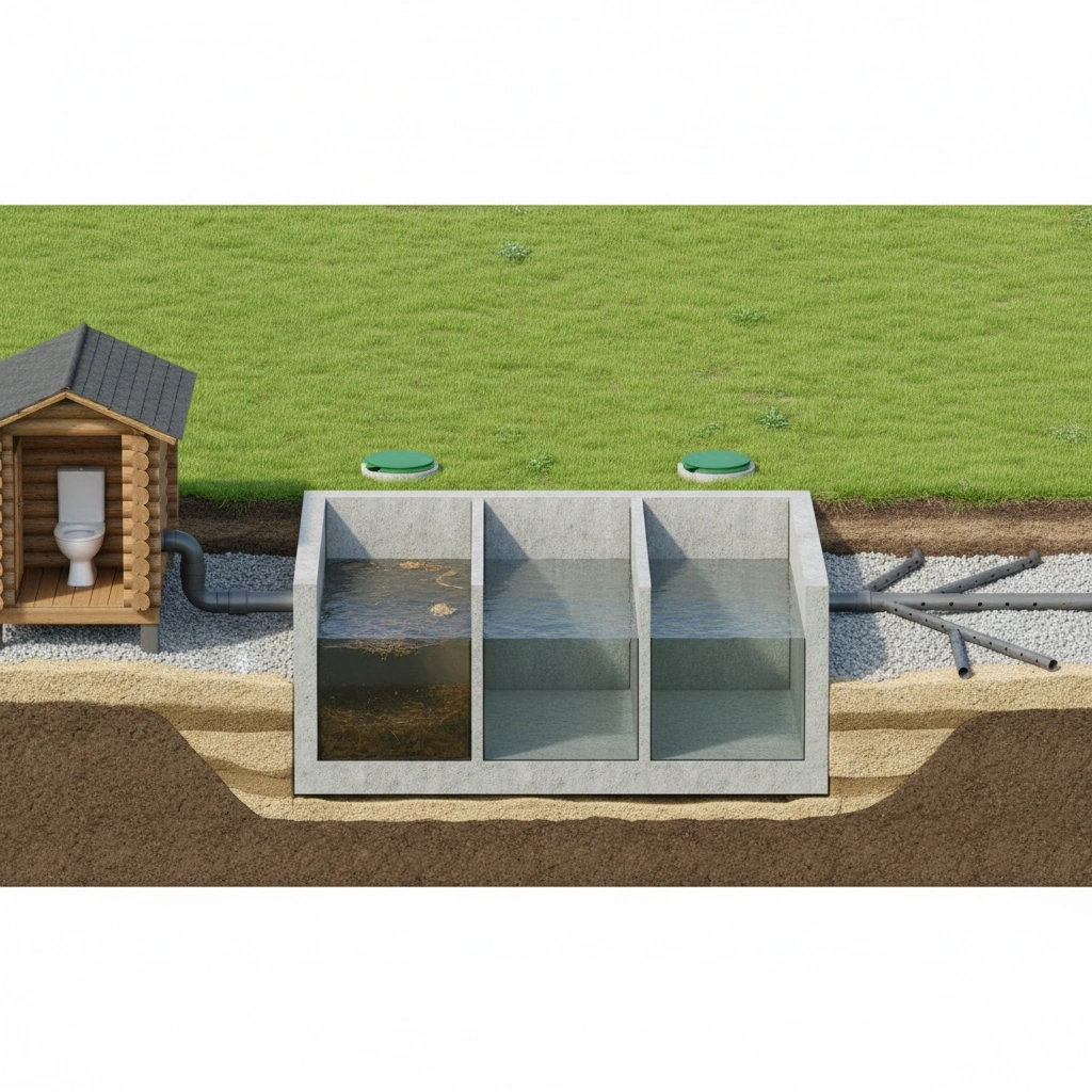 фото Септик и система утилизации отходов из унитаза в бане: как подключить правильно