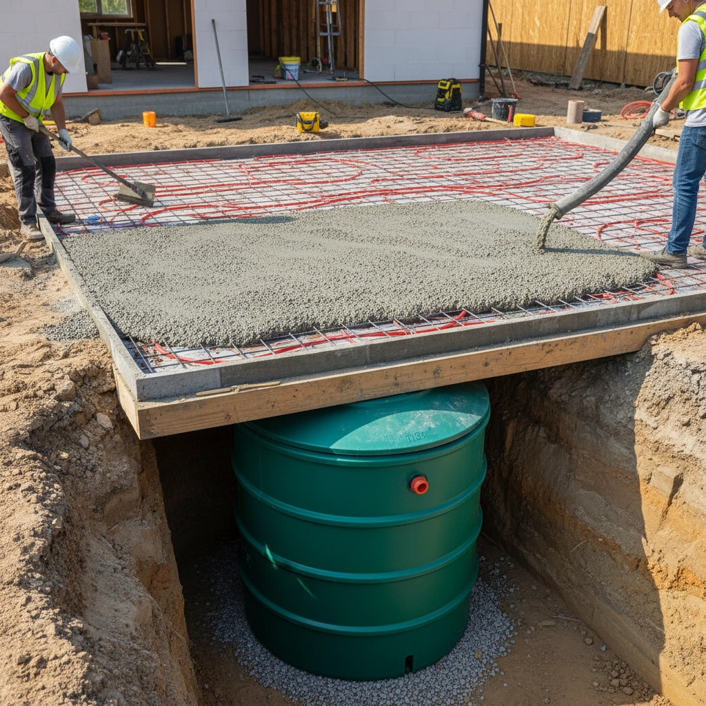 фото Как защитить септик от повреждений при укладке теплого пола на участке