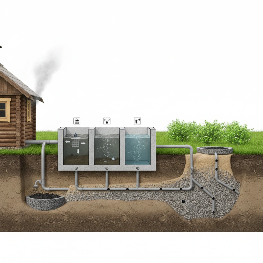фото Септик и система утилизации отходов из душа в бане: как избежать перегрузки