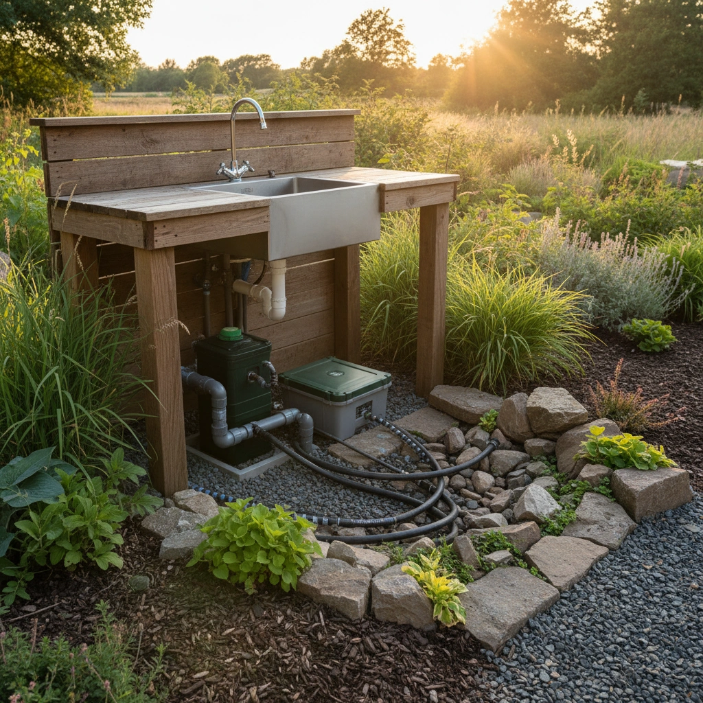 фото Септик и система утилизации отходов из раковины в летней кухне: как защитить