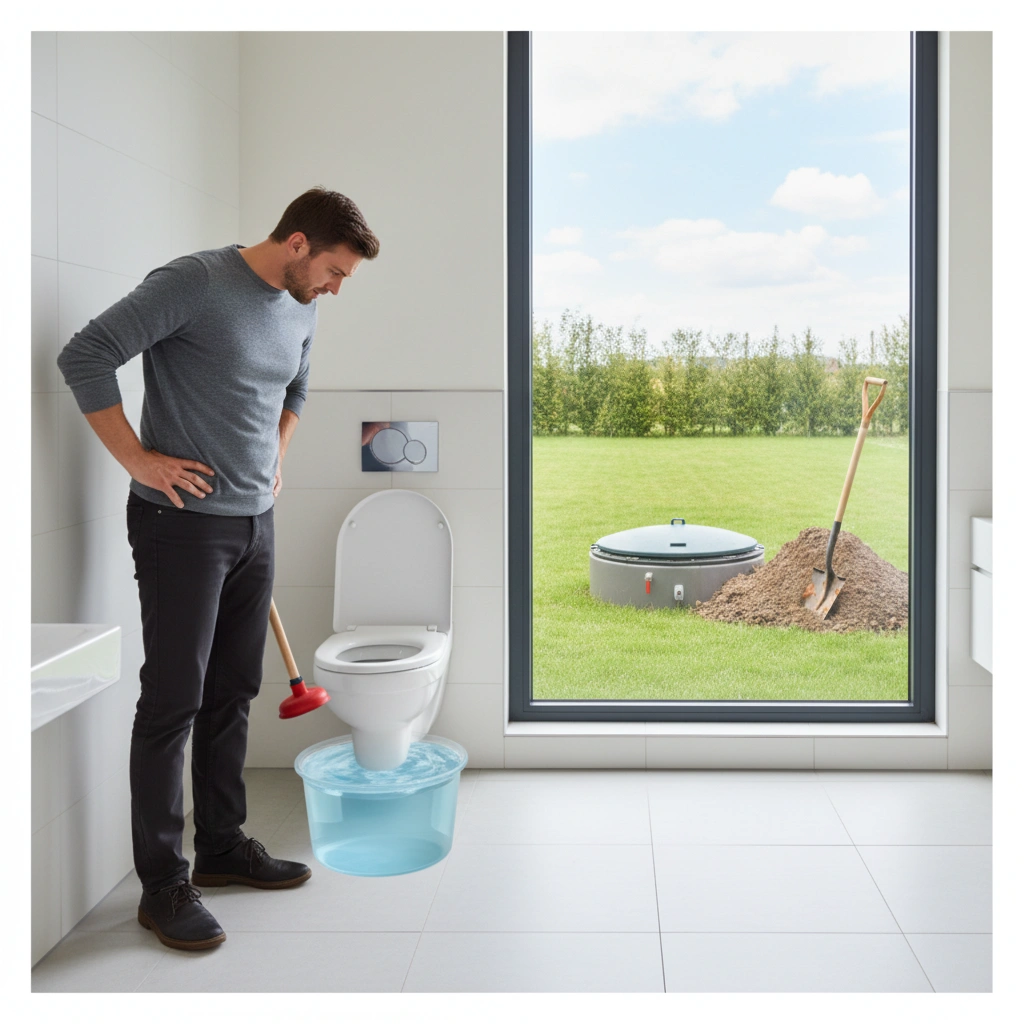 фото Что делать, если септик установлен, но в доме пропал смыв в гостевом унитазе