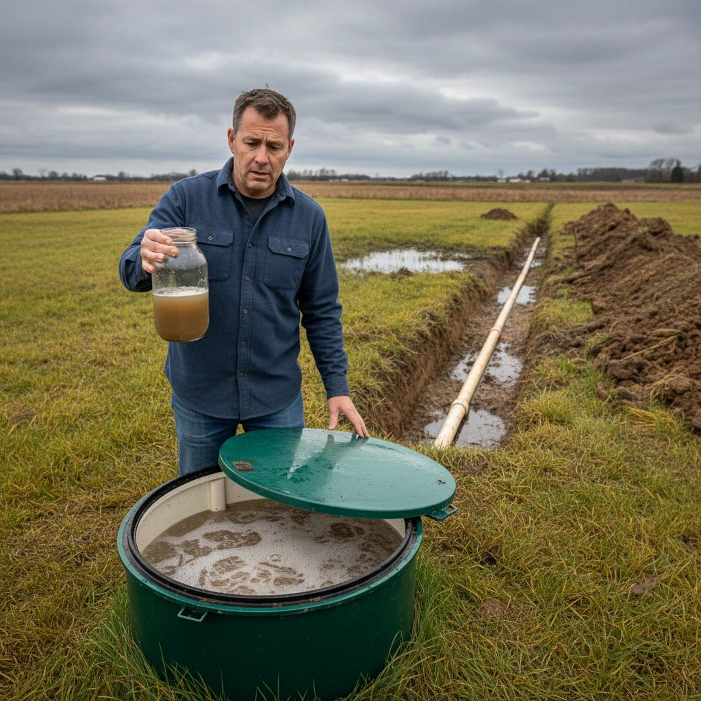 фото Что делать, если септик установлен, но вода в нём не осветляется после трёх недель