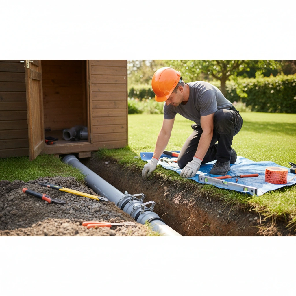 фото Как избежать ошибок при подключении канализации от хозяйственной постройки