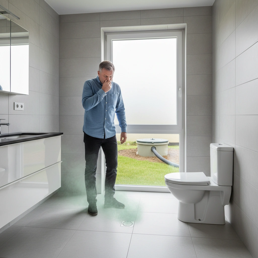 фото Что делать, если септик установлен, но в доме появился запах в санузле на первом этаже