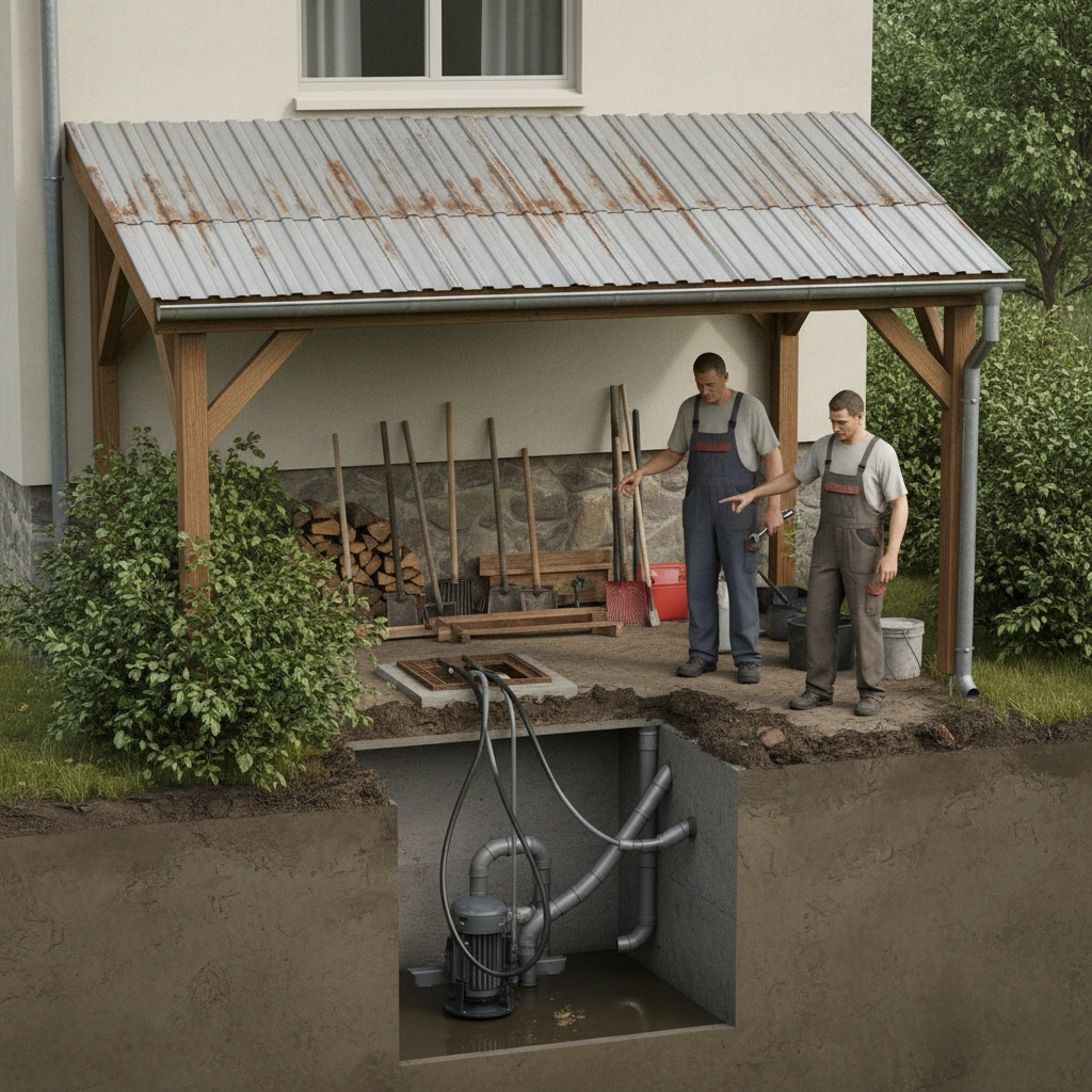 фото Почему нельзя ставить септик под навесом без возможности доступа к насосу