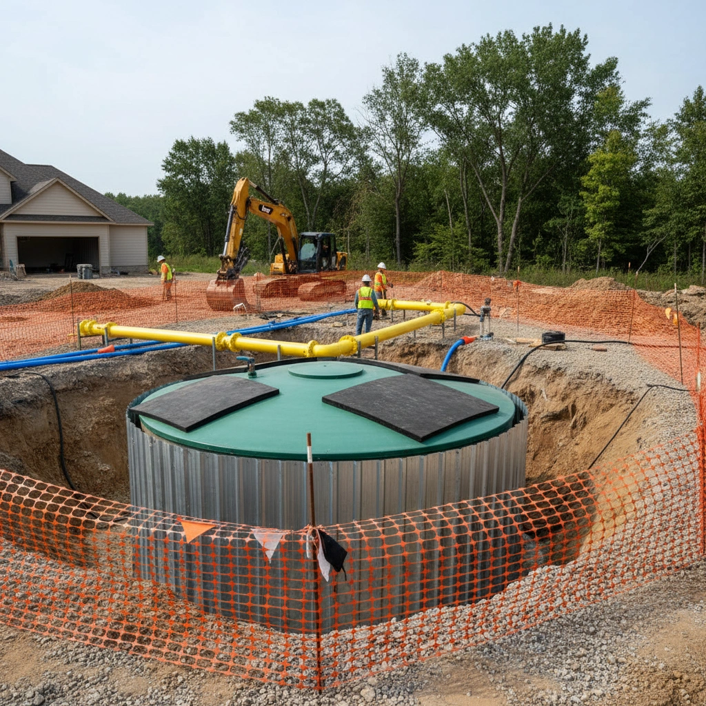 фото Как защитить септик от повреждений при укладке систем газификации