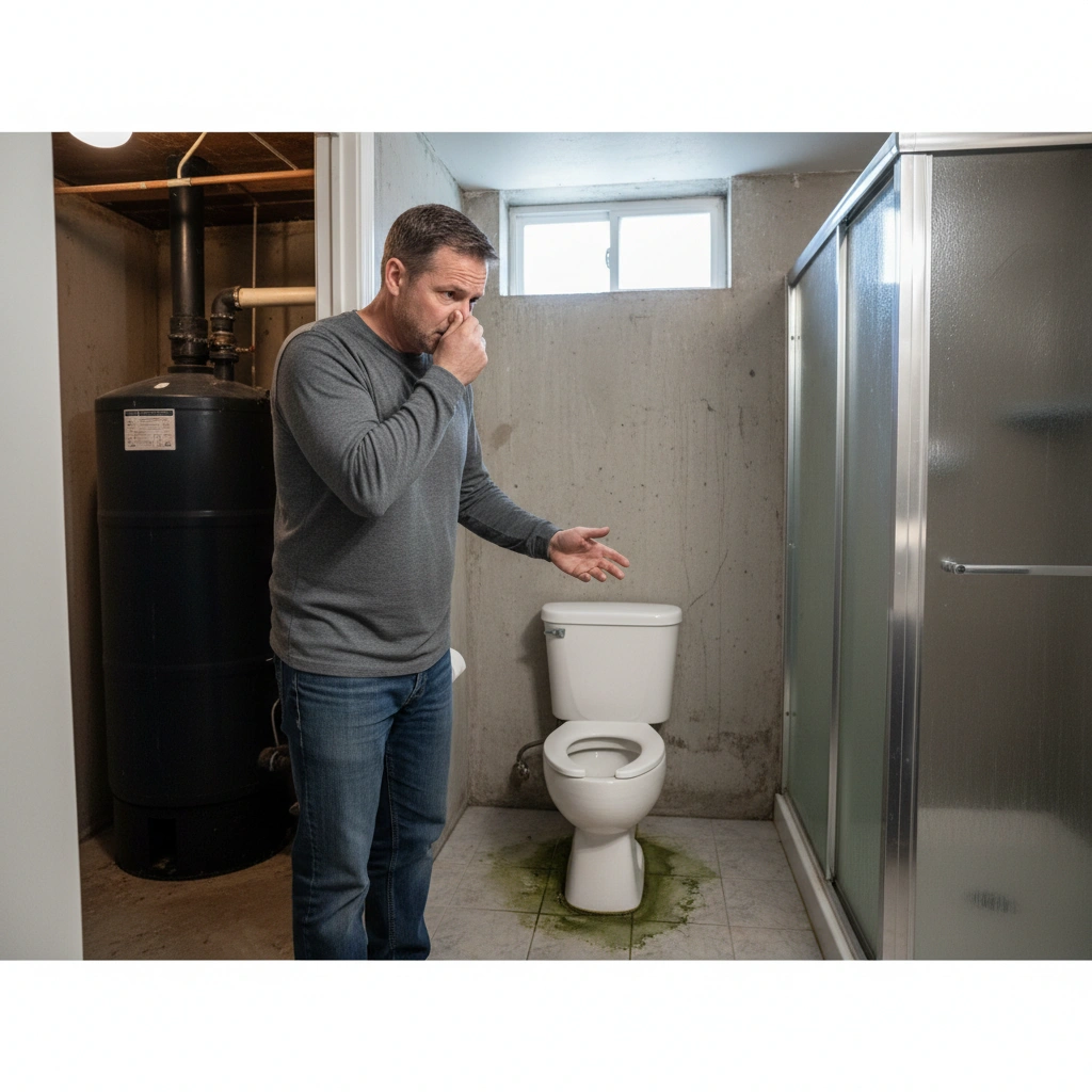 фото Что делать, если септик установлен, но в доме появился запах в санузле в подвале