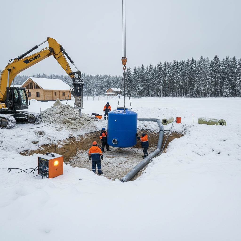 фото Зимний монтаж септика: возможно ли и как делать
