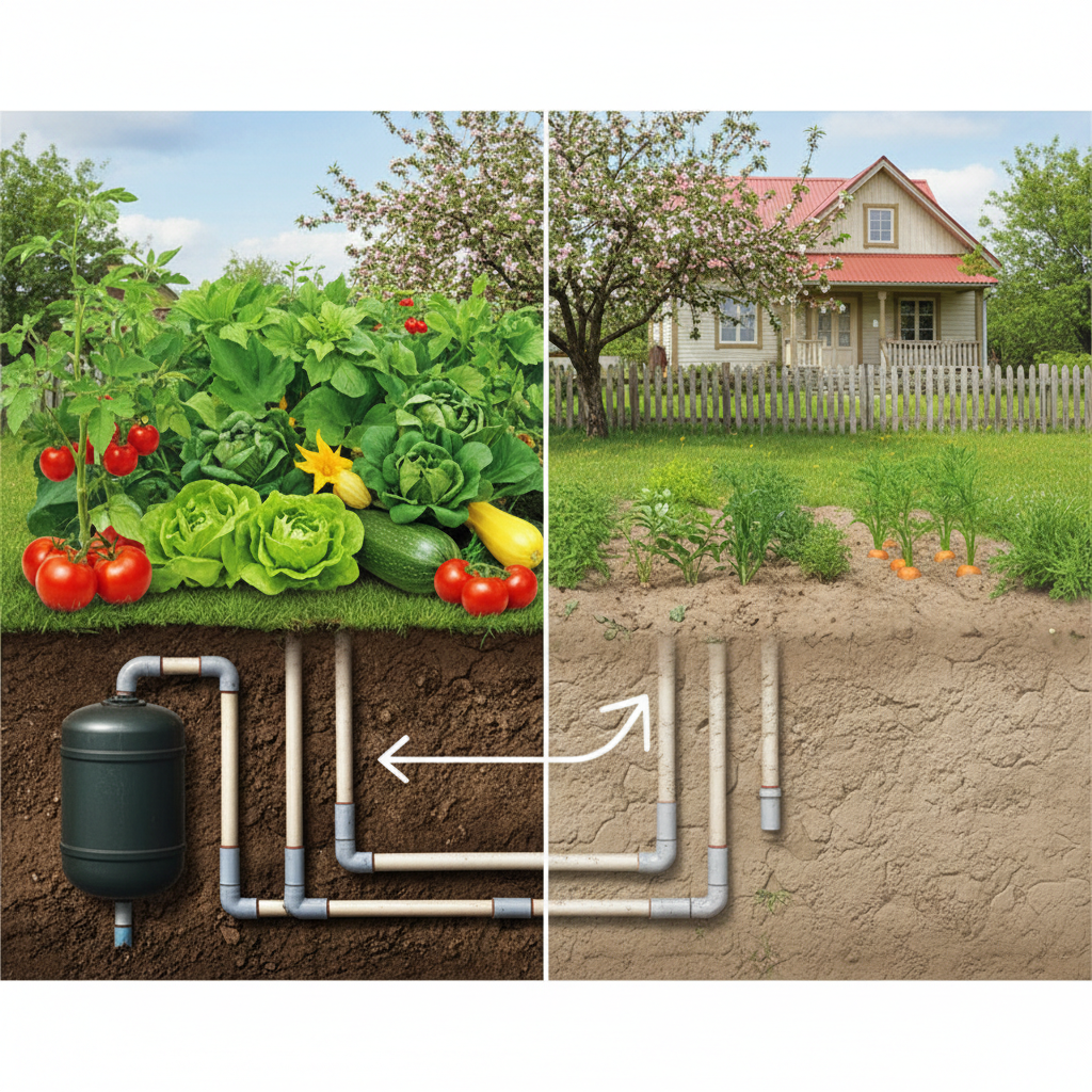 фото Как септик влияет на плодородие почвы и можно ли сажать рядом с ним огород