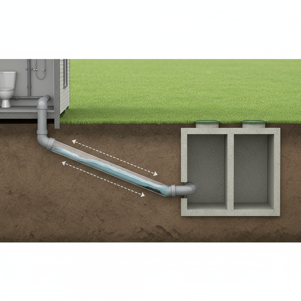 фото Почему важно делать уклон труб при подключении к септику