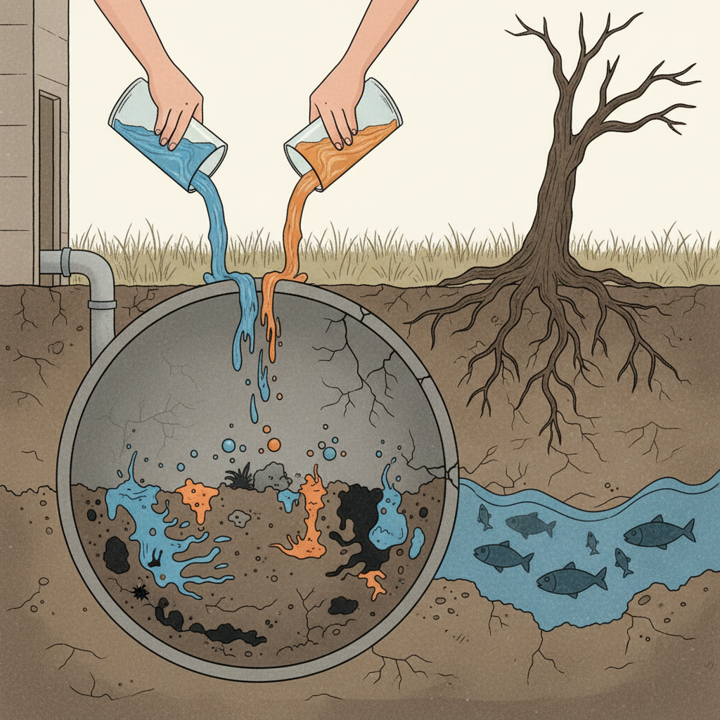 фото Почему нельзя сливать в септик растворители и краски