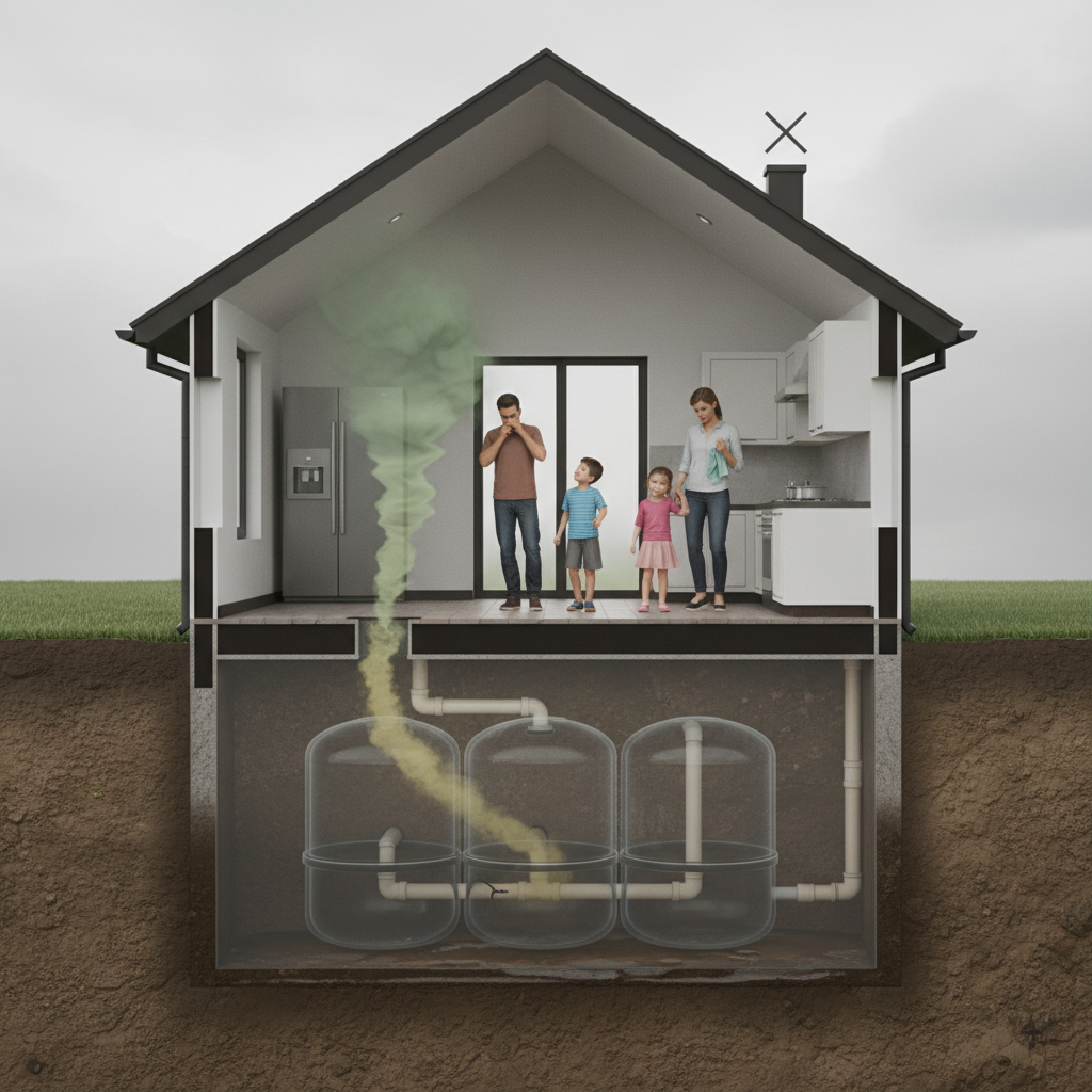 фото Что делать, если септик установлен, но в доме появился запах канализации