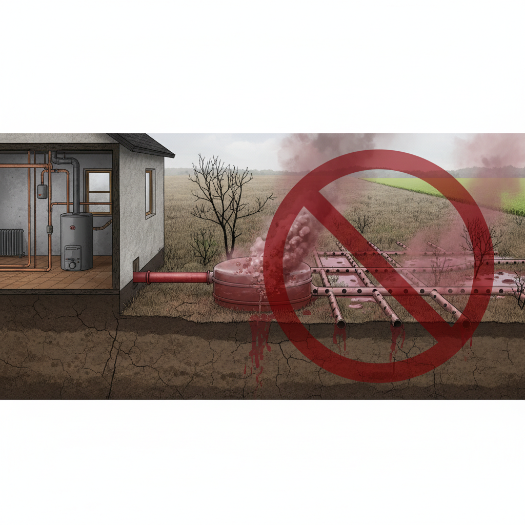 фото Почему нельзя использовать септик для слива отопительной системы