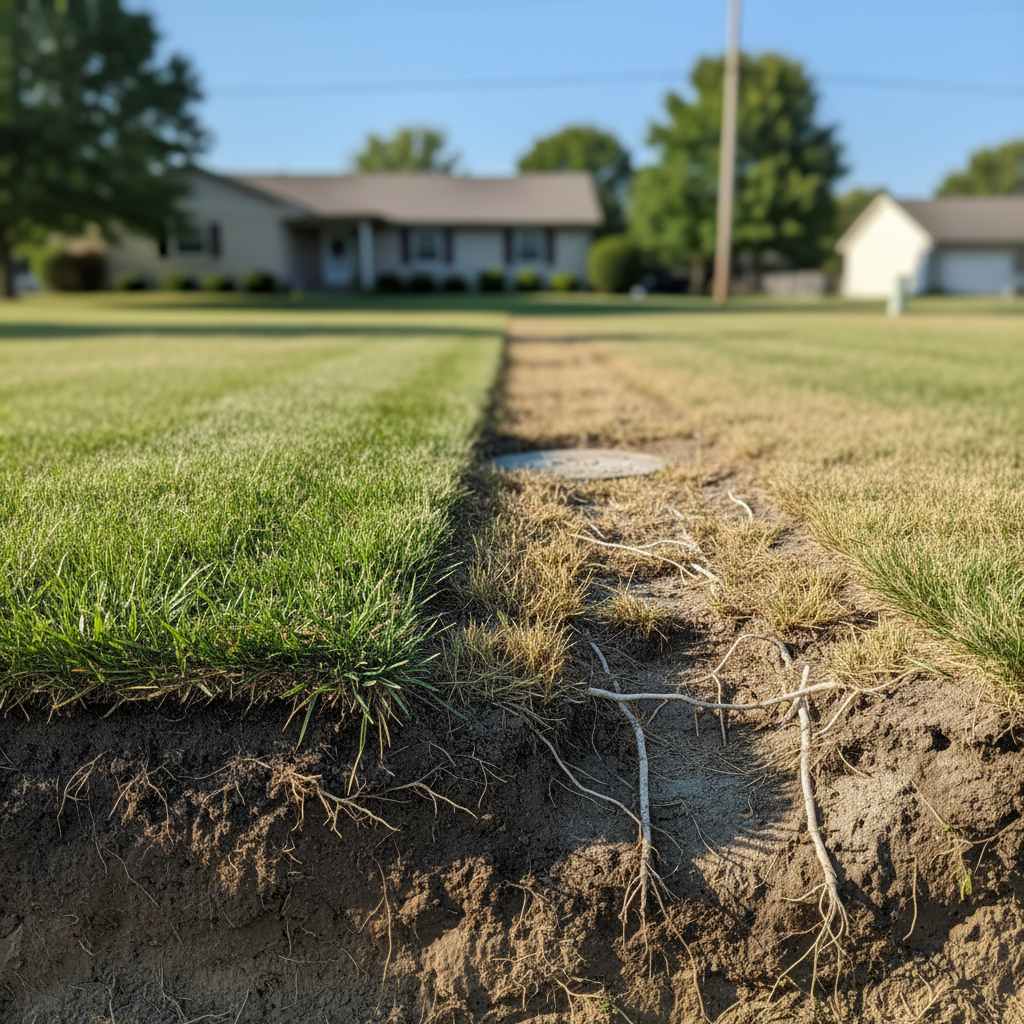 фото Как септик влияет на состояние газона над ним