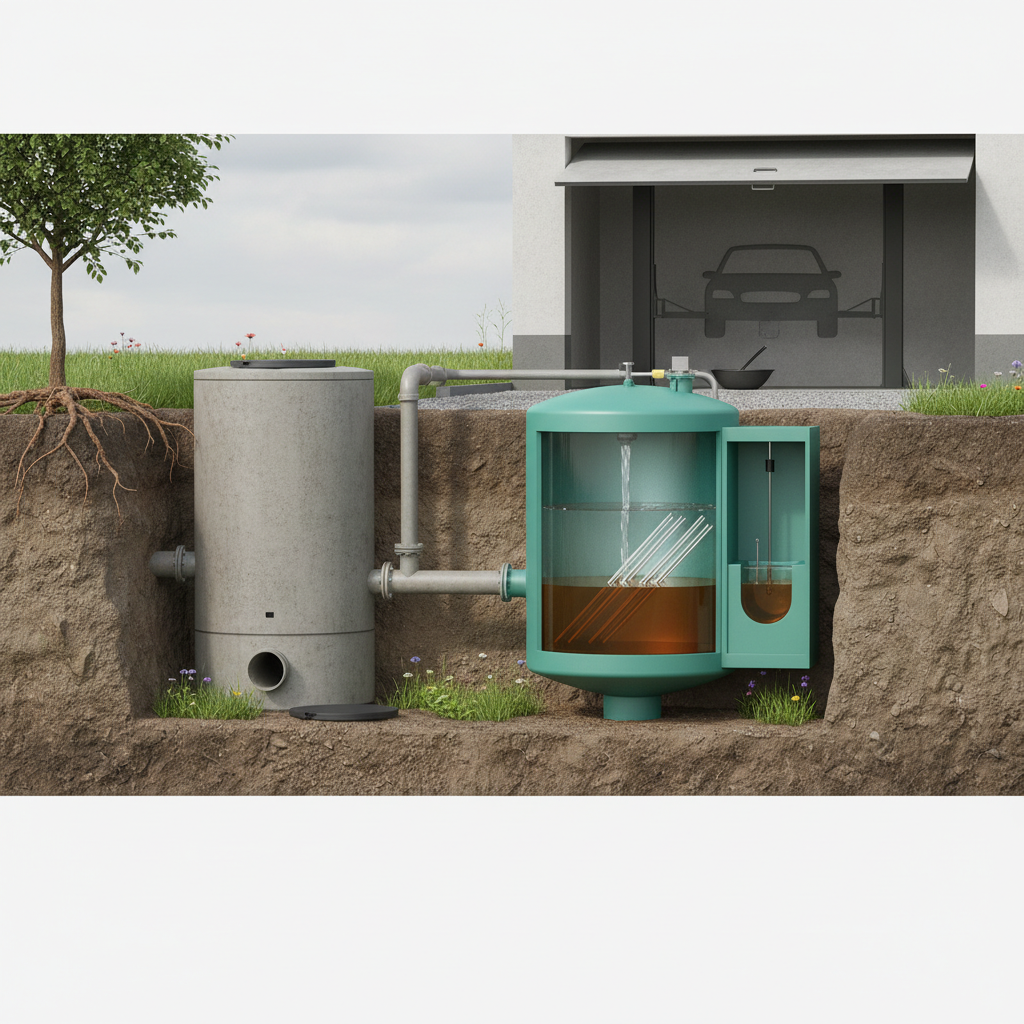 фото Септик и сепаратор нефтепродуктов: когда нужна защита от гаража