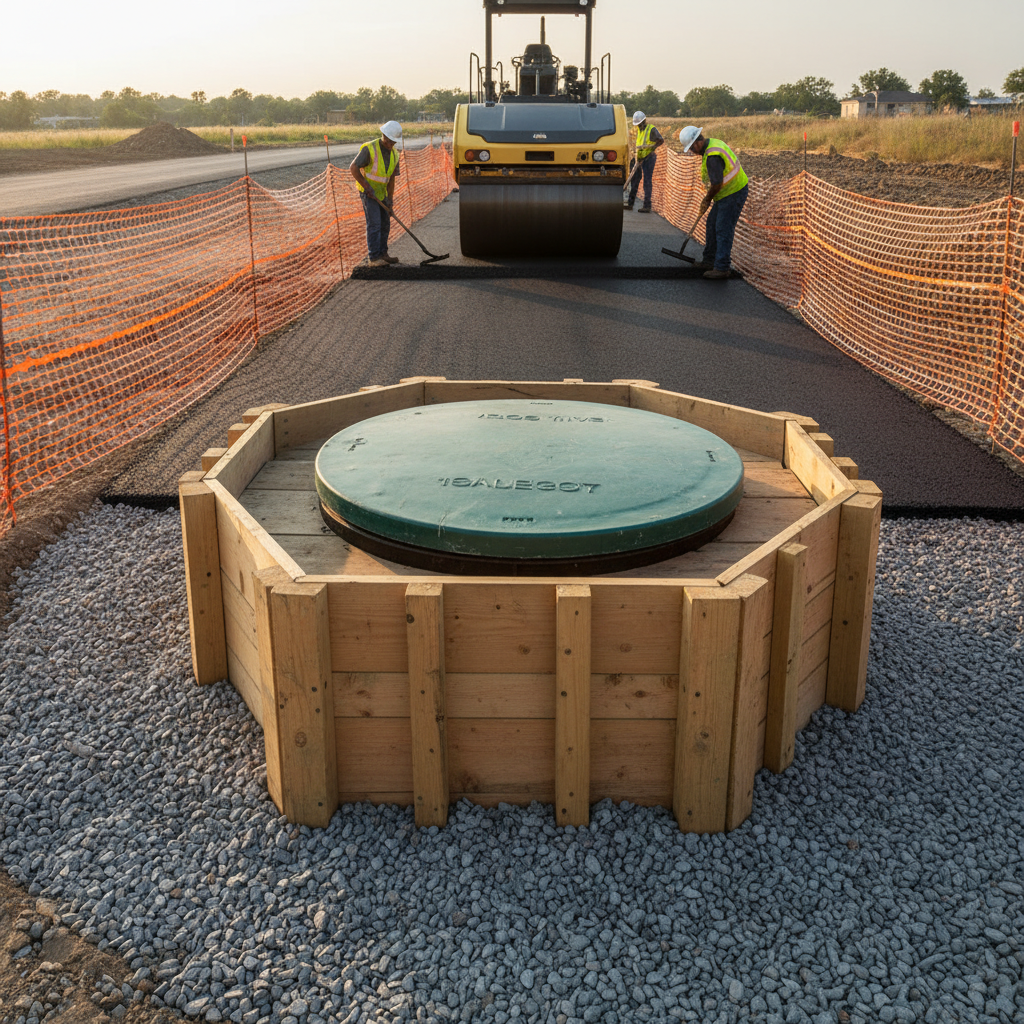 фото Как защитить септик от повреждений при укладке асфальта