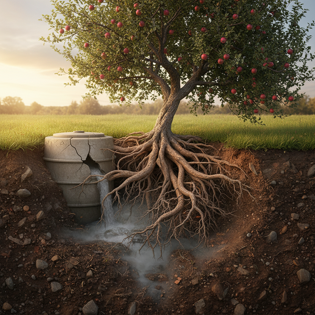 фото Как септик влияет на корневую систему плодовых деревьев