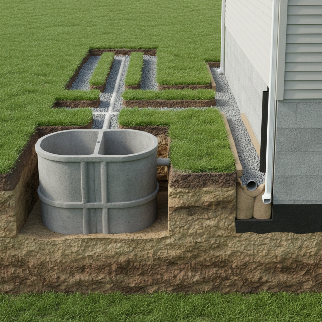 фото Септик и система дренажа фундамента: можно ли объединять