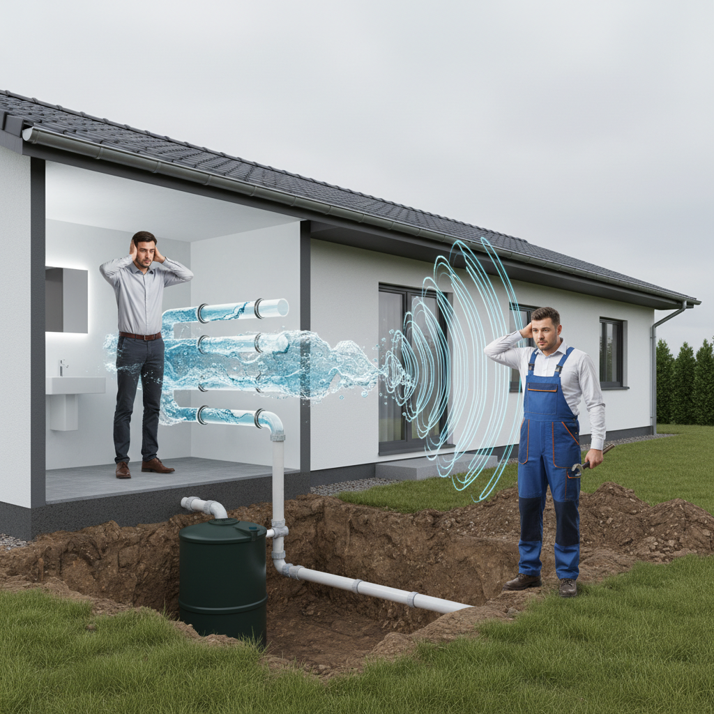 фото Что делать, если септик установлен, но в доме появился шум в трубах