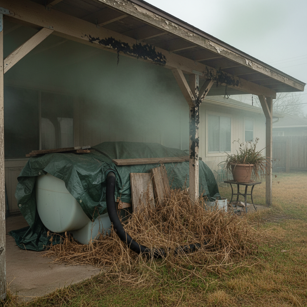 фото Почему нельзя ставить септик под навесом без вентиляции