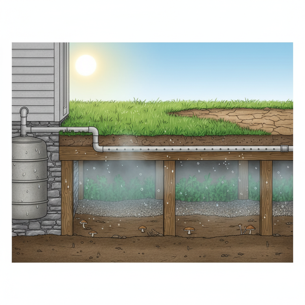 фото Как септик влияет на уровень влажности в подполе летом