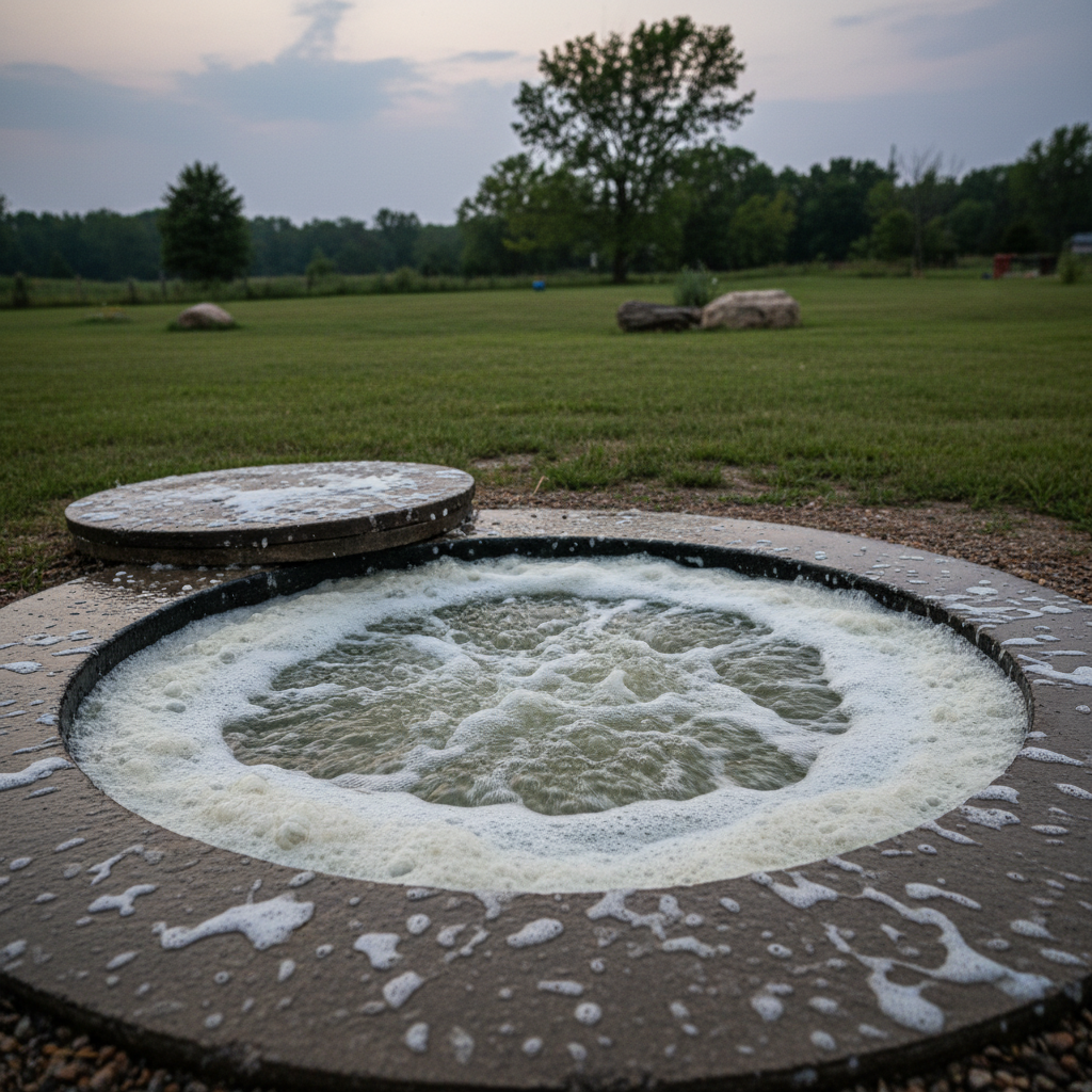 фото Что делать, если септик установлен, но вода в нём пенится и шумит