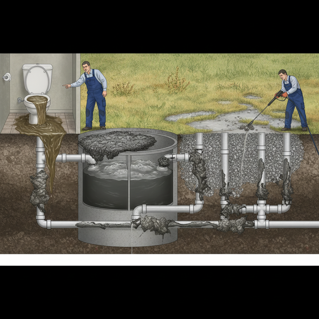 фото Как понять, что септик нуждается в промывке труб