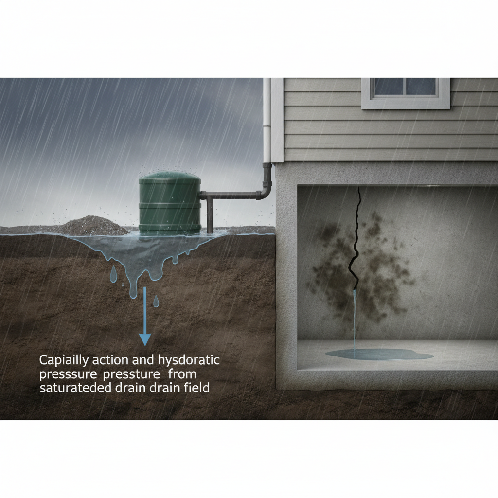 фото Как септик влияет на уровень влаги в подвале при дожде
