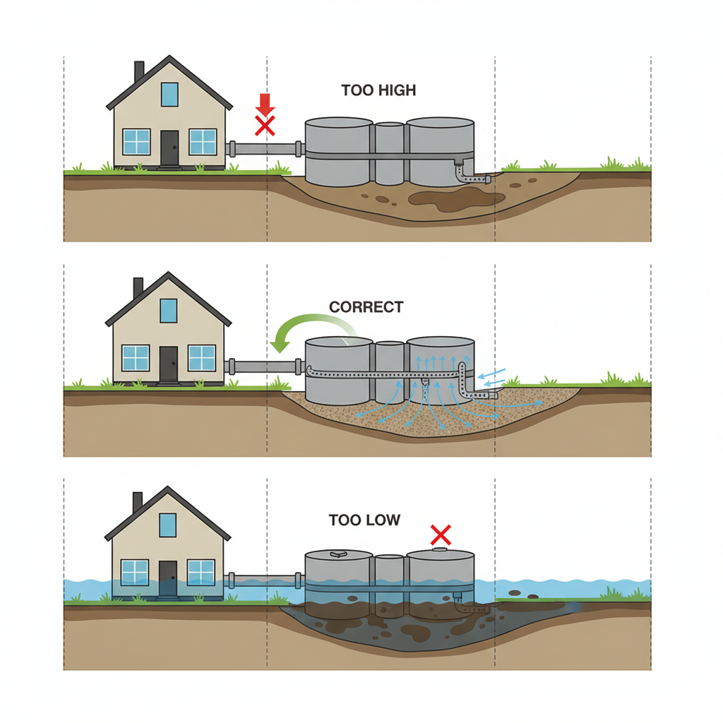 фото Почему важно учитывать высоту установки септика относительно дома
