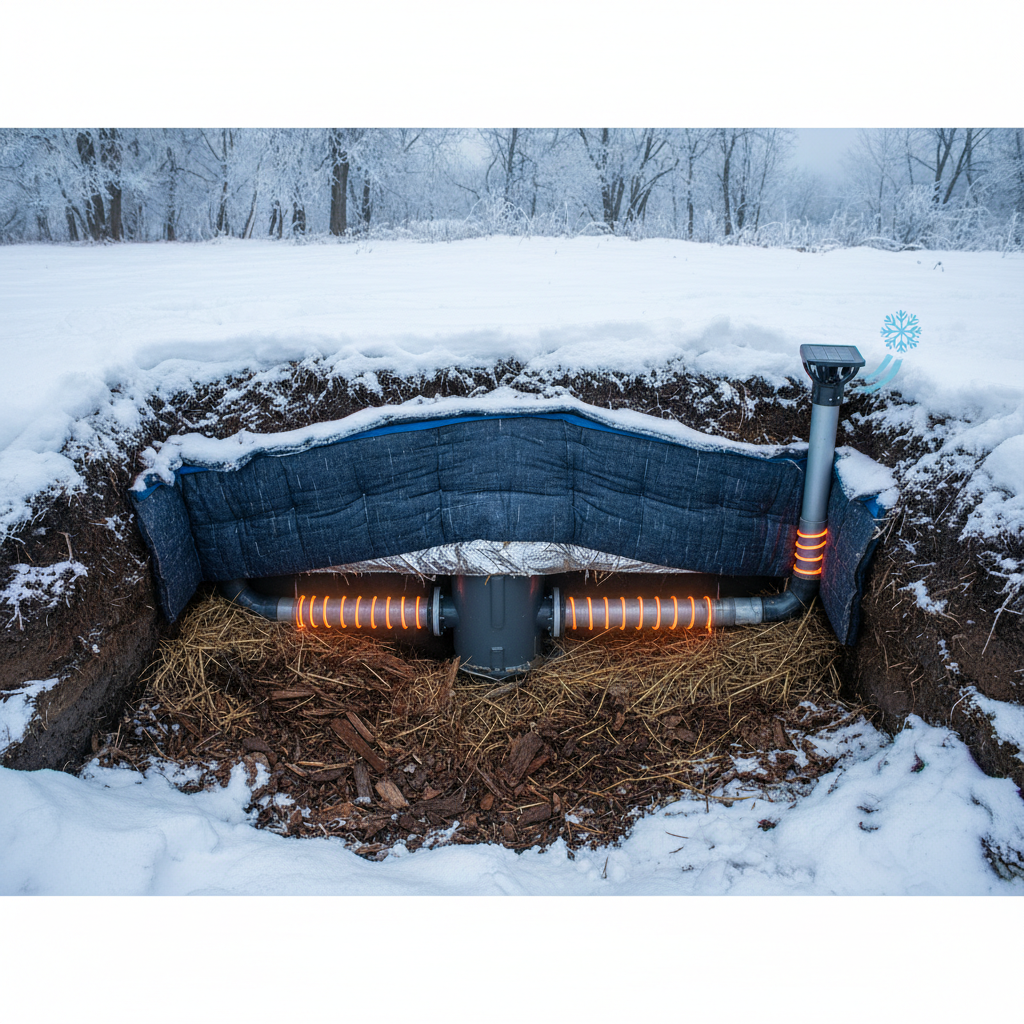 фото Как избежать замерзания фильтров в септике зимой