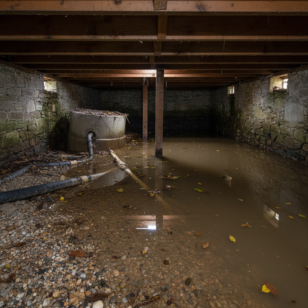 фото Как септик влияет на уровень влаги в подполе при паводке