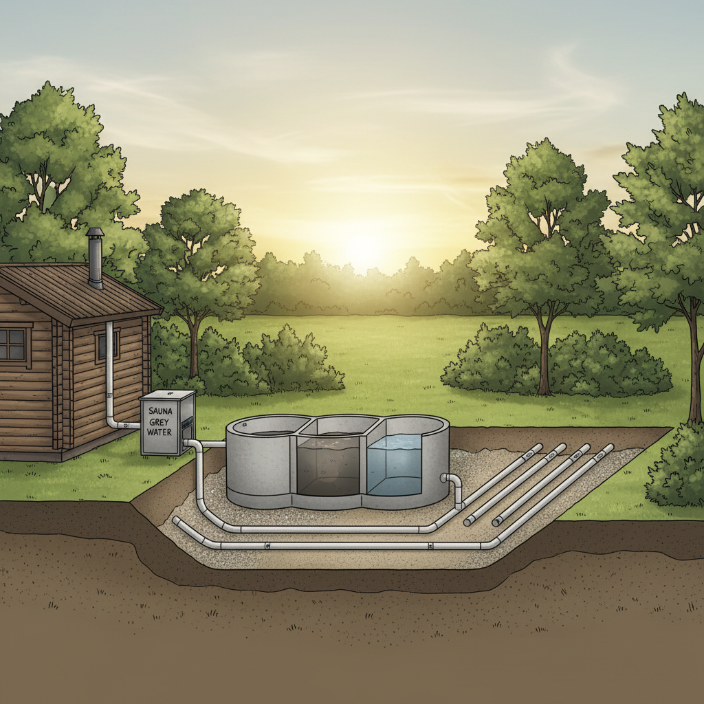 фото Септик и система утилизации отходов из сауны: как подключить