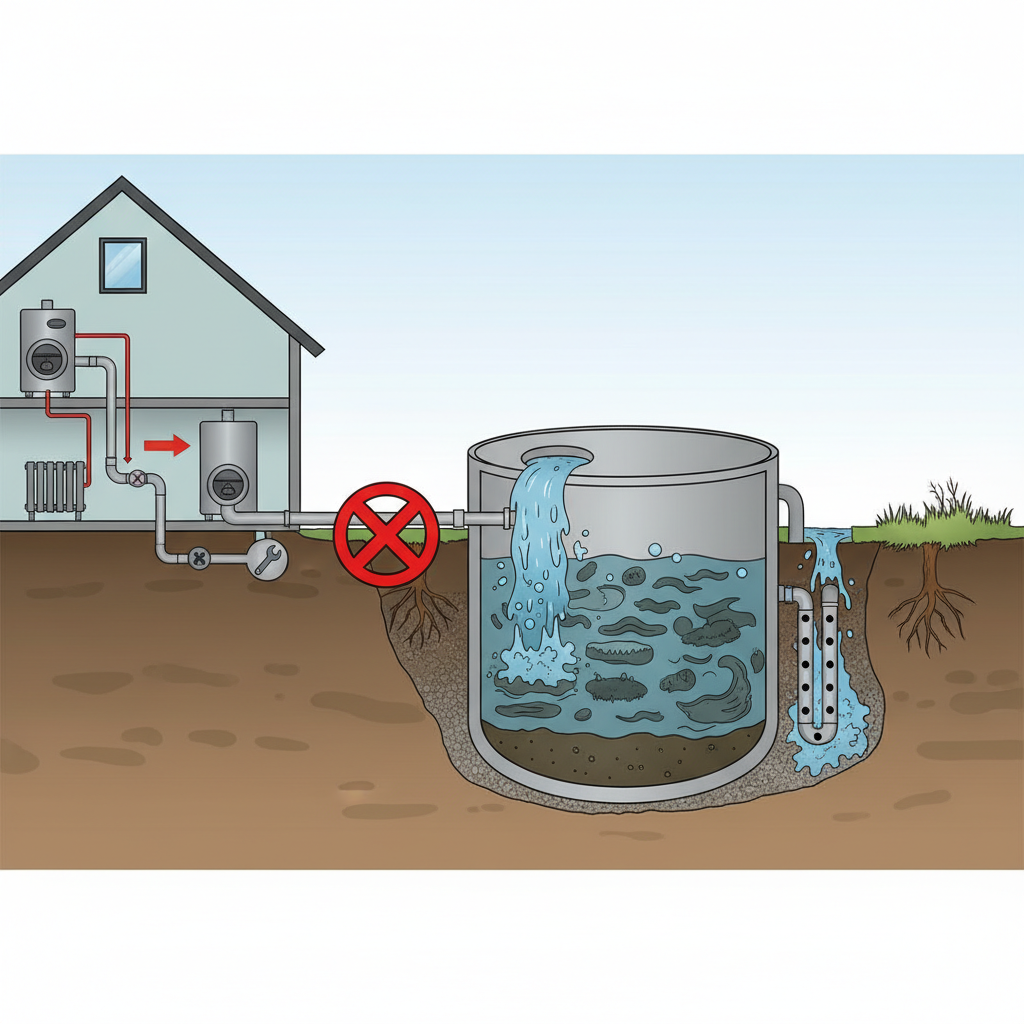 фото Почему нельзя использовать септик для слива воды из системы отопления
