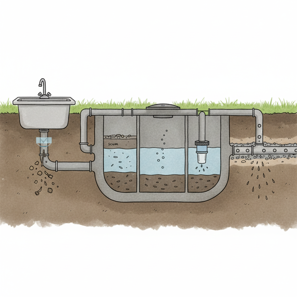 фото Септик и система утилизации отходов из раковины: как избежать засоров