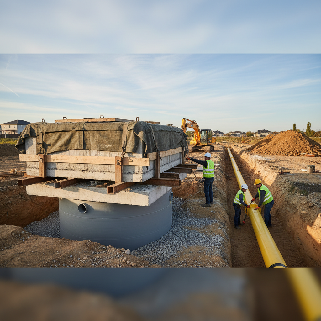 фото Как защитить септик от повреждений при укладке газопровода